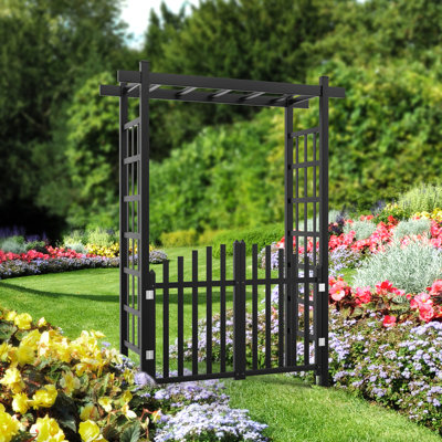 85 In. Pvc Garden Arbour With Gate