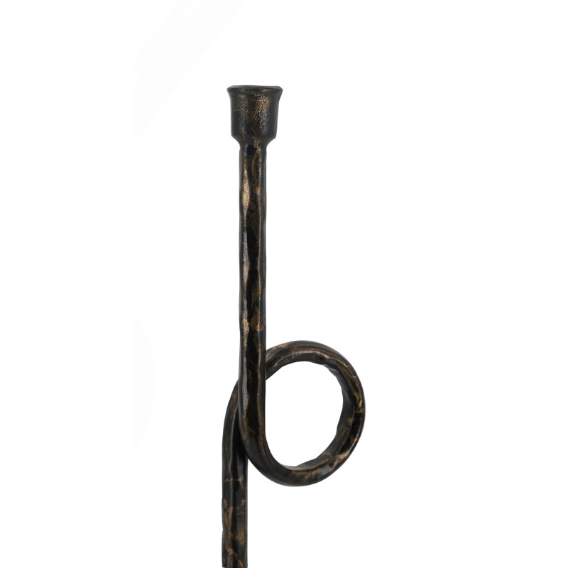S/2 Black and Gold Iron Candle Holders with Playful Loop Design,  S:5x4x15"  L:5x4x18"