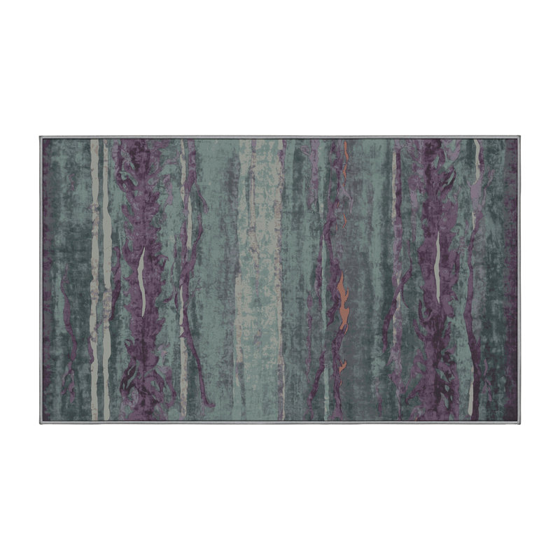 Tapis gris lavable à la machine, Rectangle 7 pi x 10 pi