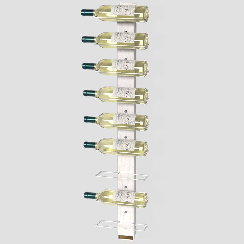 Porte-bouteilles mural pour 9 bouteilles, porte-bouteilles élégant et rustique en bois blanc rustique pour la cuisine et la maison