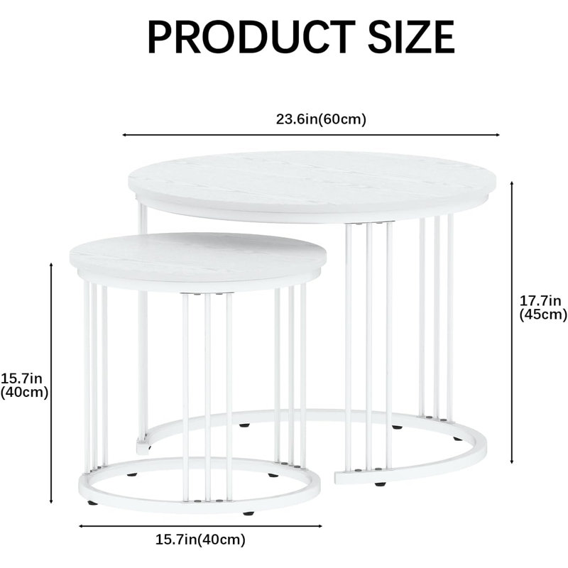 Ensemble de 2 tables d'appoint Modern White Nesting