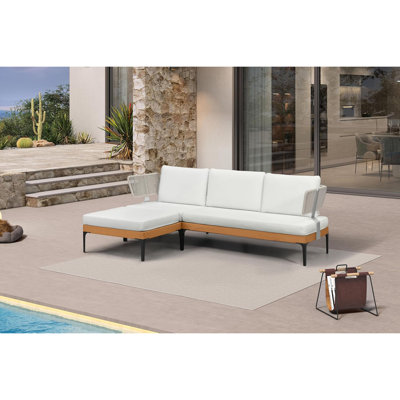 Canapé modulaire d'extérieur en forme de L en osier 4 pièces avec conversation et repose-pieds pour terrasse