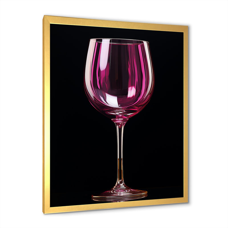 Silhouette de Shiraz vin crépuscule - art mural vin, Encadrement doré, H 32 po x l 24 po x P 1 po