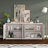 Alston 68" Mid-Century Modern Buffet Table in Alder White with Adjustable Shelves & Cable Management | Fluted Sideboard for Dining Room-369689012