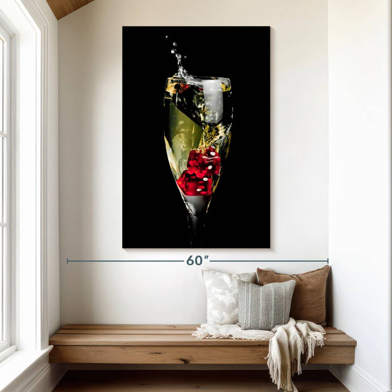 Dés rouges Senne en champagne, H 51 po x l 34 po