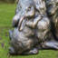 Statue de maman et bébé lapin en bronze 21,25 po H MGO