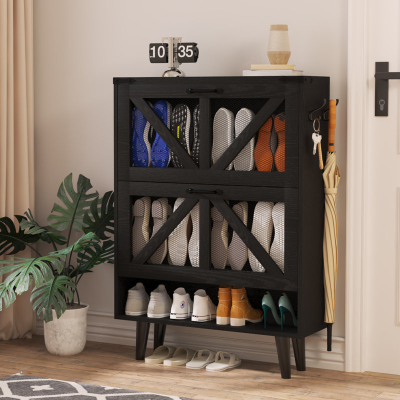 Rangement à chaussures 24 paires, Noir, noir, noir, noir