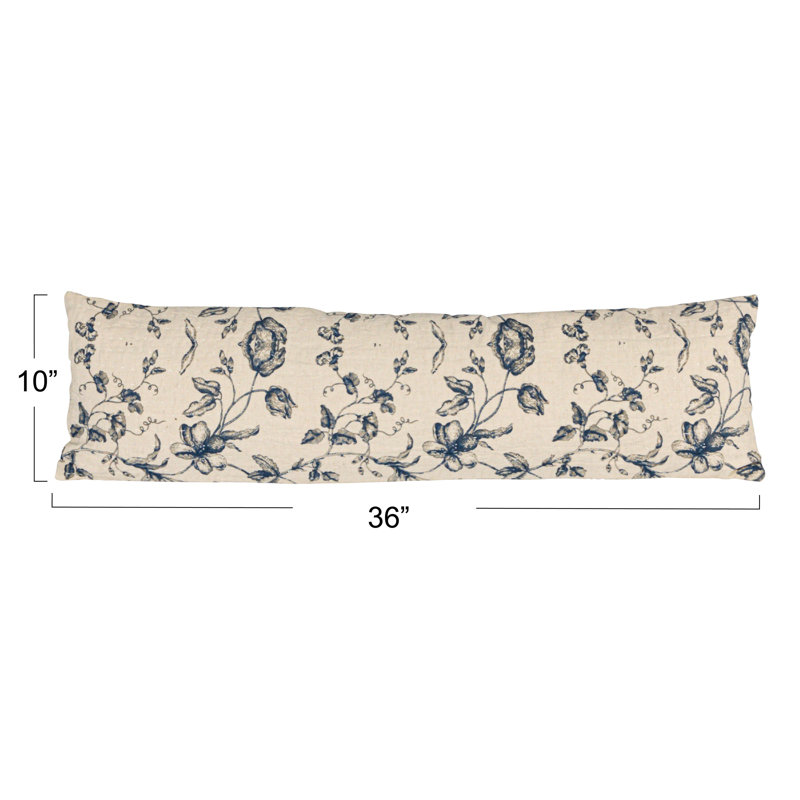 Long Patterned Cotton Lumbar Pillow