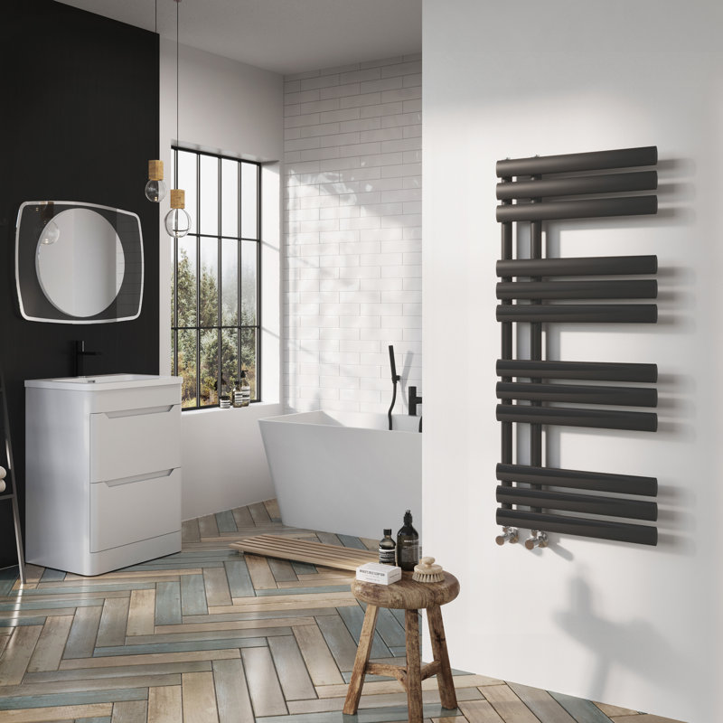 Flat Panel Towel Rail Heated Towel Rails, 113cm H x 50cm W x 56cm D, Anthracite