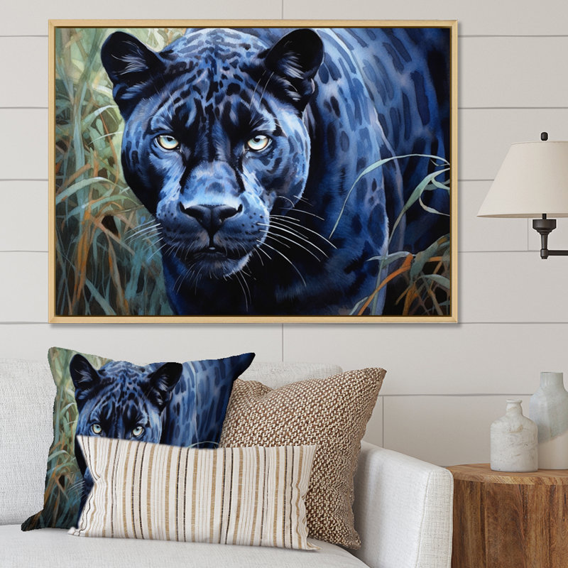 Panther's Gaze I sur toile, Cadre naturel flottant, H 12 po x l 20 po x P 1 po