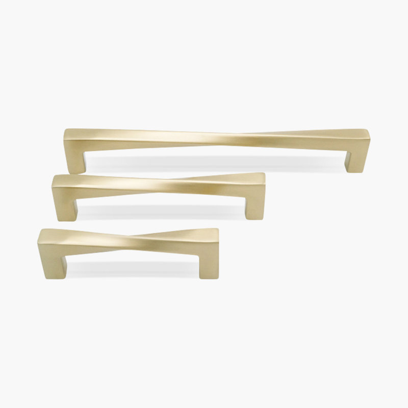 Twist Bar / Handle Pull, Satin Brass, 3 3/4"