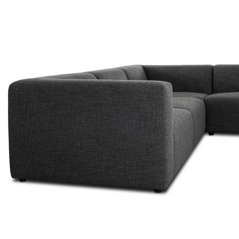Lawndale 6PC Sectional W/ LAFC-Saxon Charcoal, Right Hand Facing, Saxon Charcoal Polyester Blend