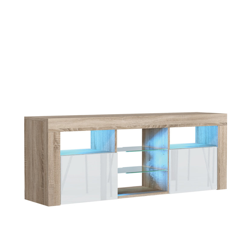 Annagrove Unfinished TV Stand for TVs up to 65", Oak/White