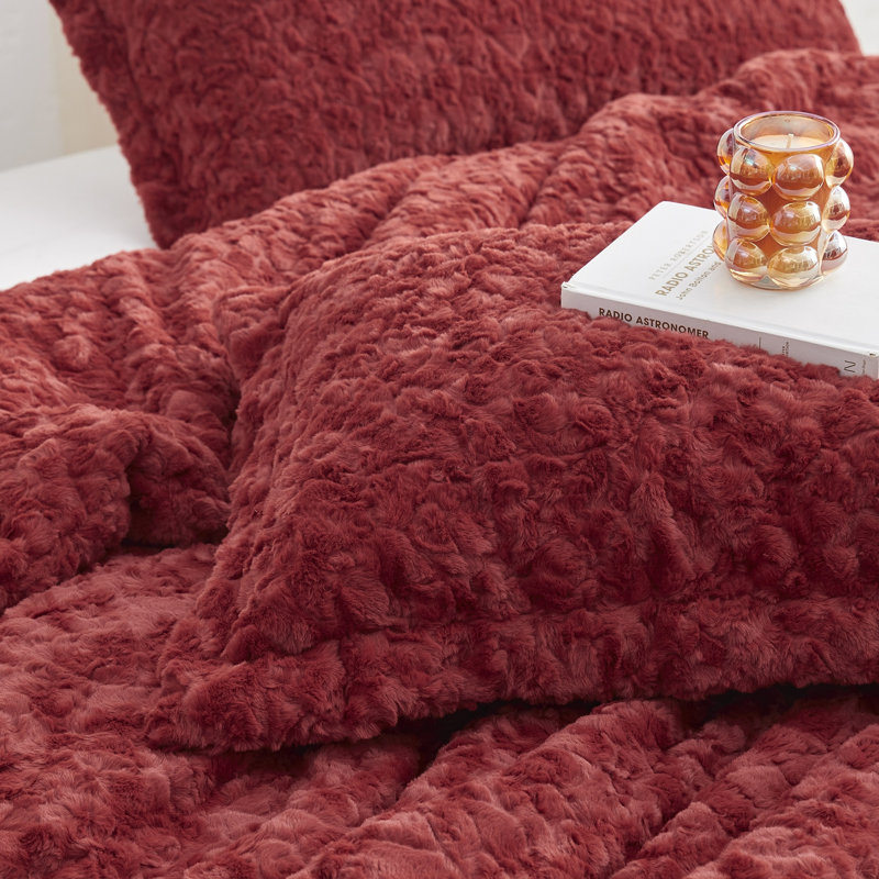 Ensemble d'édredon surdimensionné petit inducteur Coma, Édredon pour très grand lit + 2 très grandes ta, Rouge profond