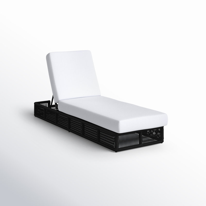 Langley Outdoor Chaise Lounge, Black Frame/White Cushion