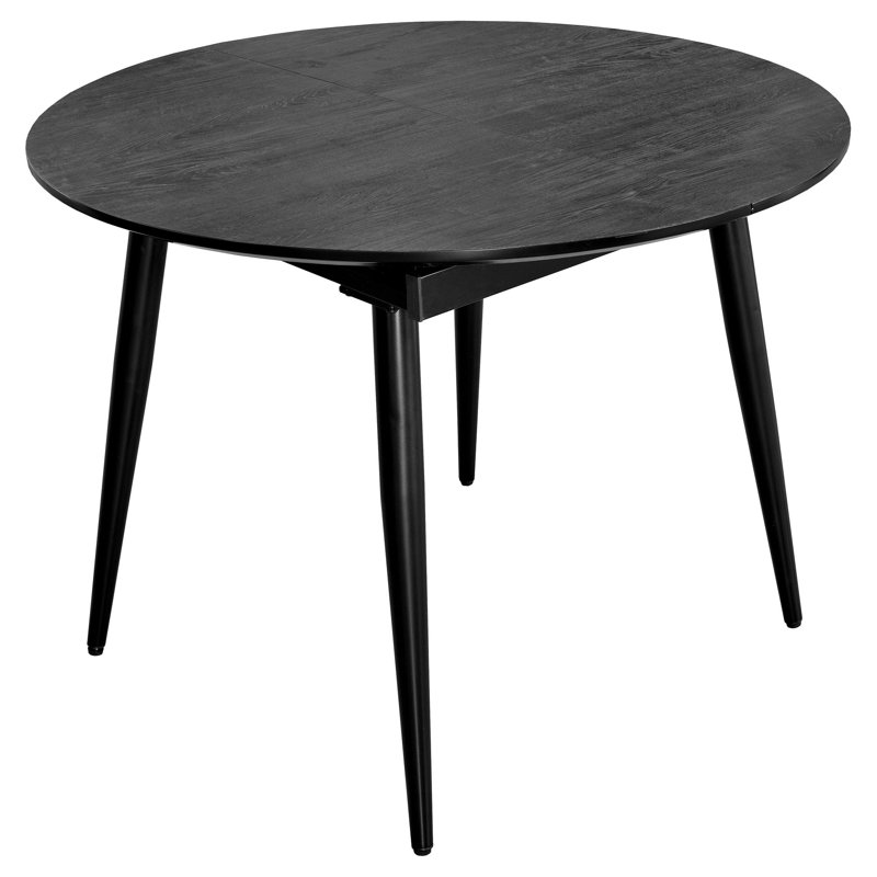 Canouan Extendable Oval Metal Base Dining Table, Black Ash