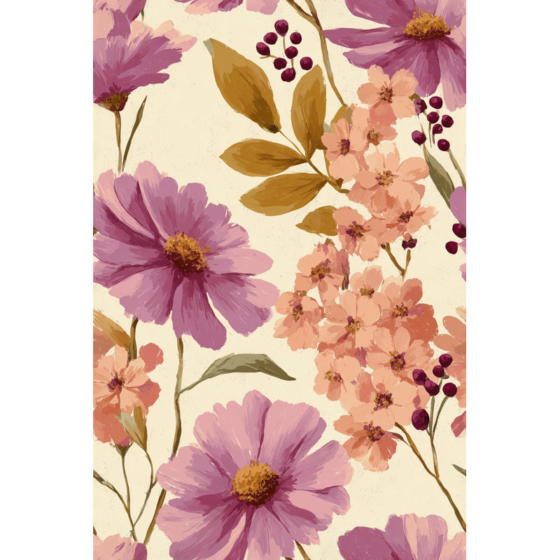 Papier peint cerisier rose, Non tissé, non collé