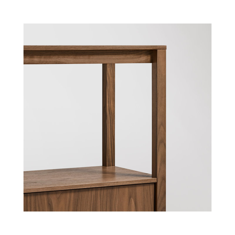 Open Plan Solid Wood Etagere Bookcase, Walnut