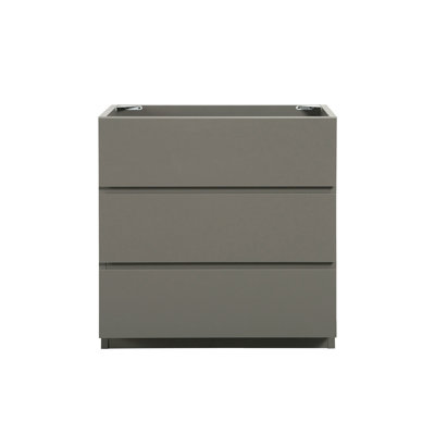 Without Basin Floor Cabinet In Gray - 3 Drawers, Sleek Style, Max Storage, Silent Smooth Movement, Ergonomic Bathroom Sleek, Operation,