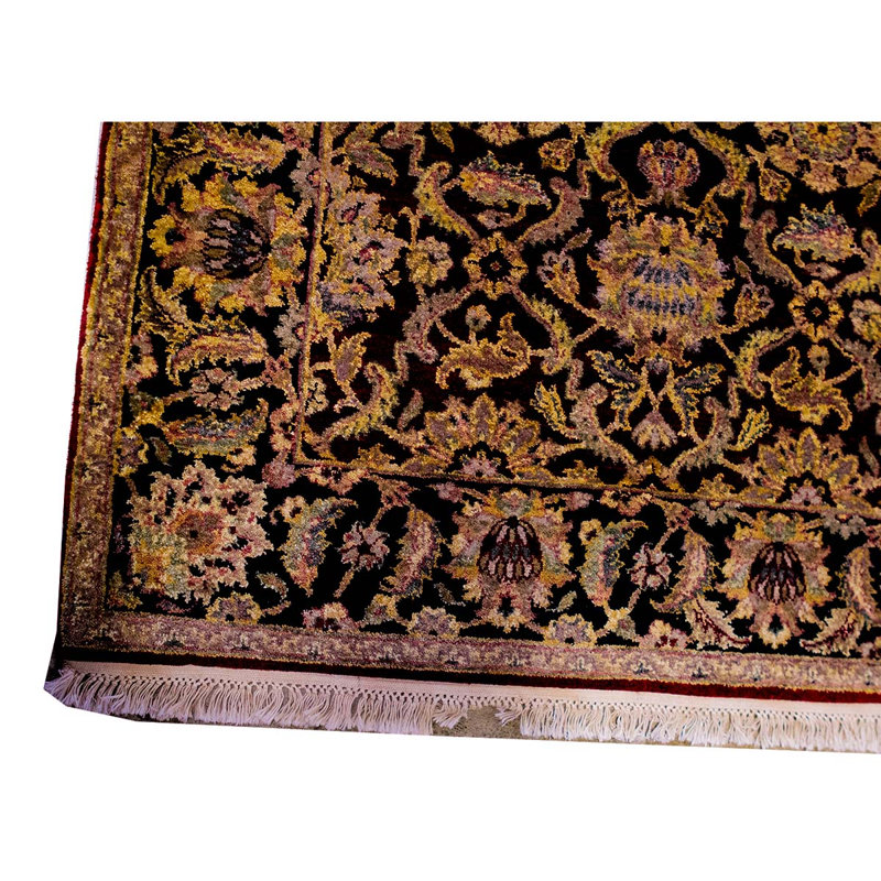 Hand-Knotted High-Quality Red and Black Area Rug