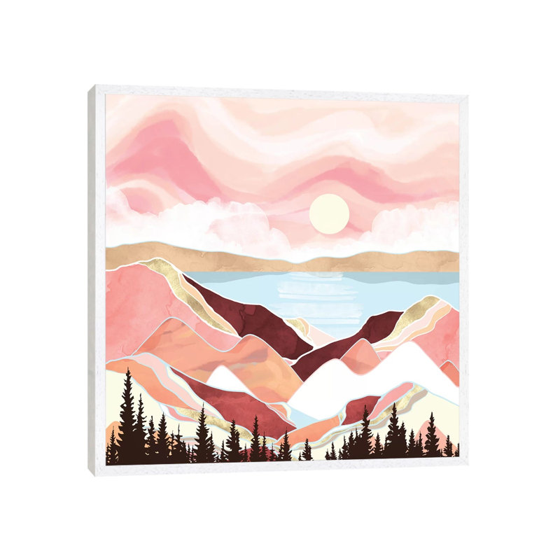 Autumn Lake Sunrise - Print on Canvas, White Framed, 93.98 cm H x 93.98 cm W