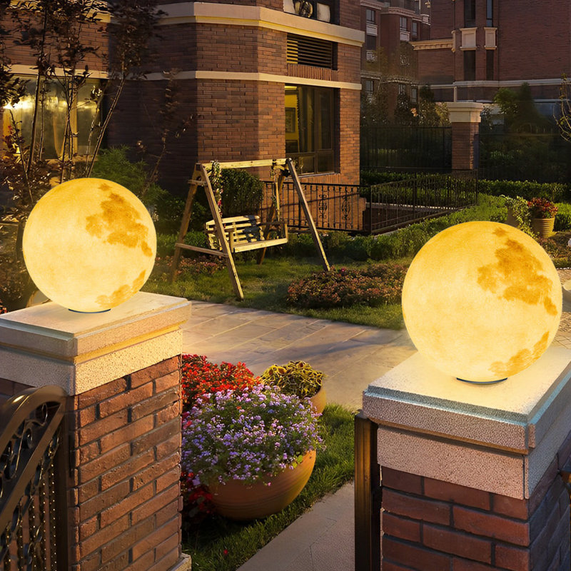Solar Powered Moon Globe Outdoor Light, Waterproof LED Landscape Lamp for Garden, Lawn, Pathway and Patio