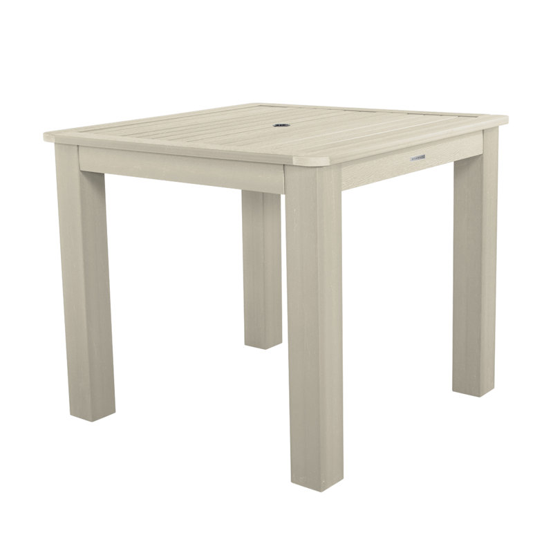 Highsmith Rectangular Outdoor Dining Table With Umbrella Hole , in. W 42'' in. D, Whitewash, 36" H x 42" W x 42" D