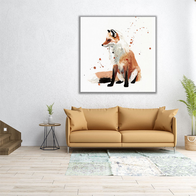 Watercolor Fox I - reproduction d'art sur toile, H 20 po x l 20 po