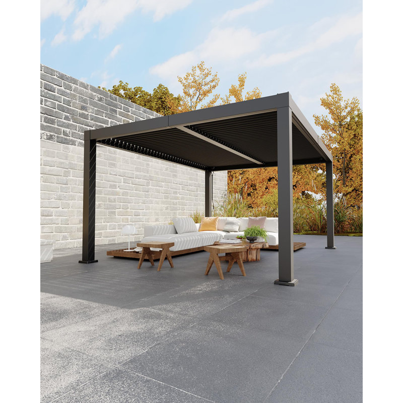 Pergolas extérieures en aluminium 12 x 16 pi avec toit à persiennes réglable, système de drainage intégré