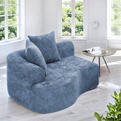 Latitude Run® No Assembly Required Compression Curved Upholstered Chaise Lounge with Deep Seat
