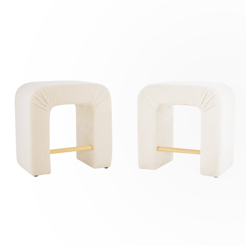 Rabush Set of 2 Boucle Stool, Cream