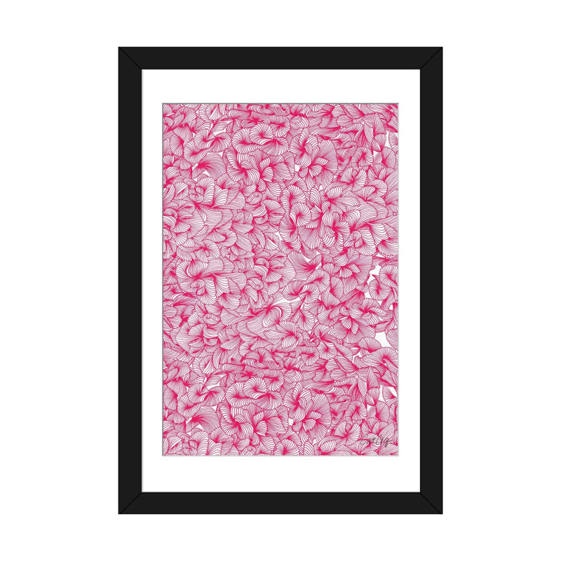 " Abstract Pattern Pink " Graphic Art, 32" H x 24" W x 1" D, Black Framed Fine Art Paper, White