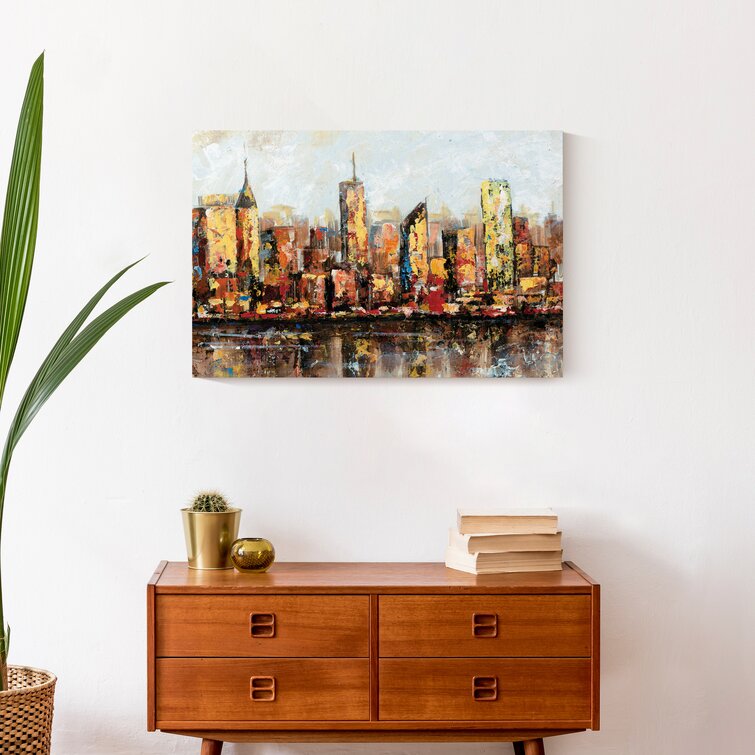 Winston Porter Rough City Scape On Canvas Painting | Wayfair