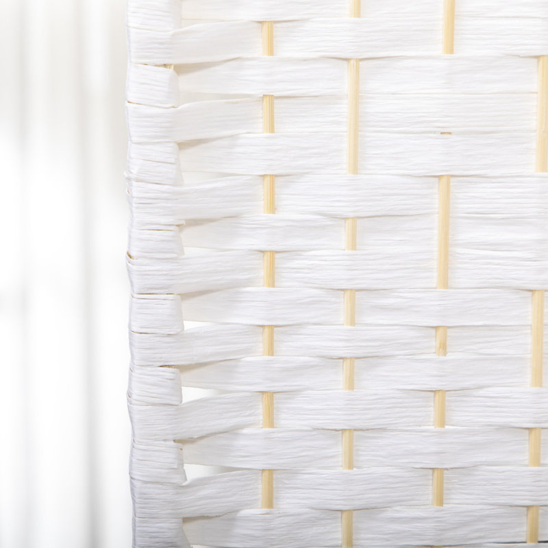 Écran d'intimité à 4 panneaux, paravent pliant, cloison de séparation en fibre blanche 5,6 pi pour la maison, le bureau, barrière de séparation moderne, cloison, option maison