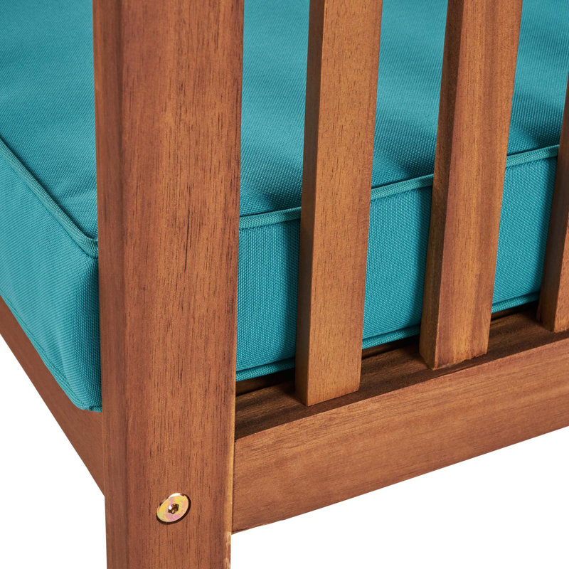 Elwyn 4 Piece Sofa Seating Group with Cushions, Brown Frame/Teal Cushion