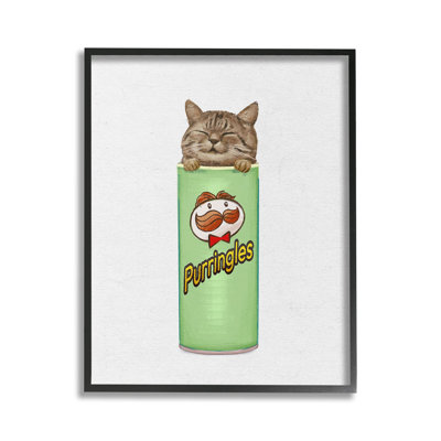 Kitten in Chips Tin Framed Giclee Art by Ziwei Li