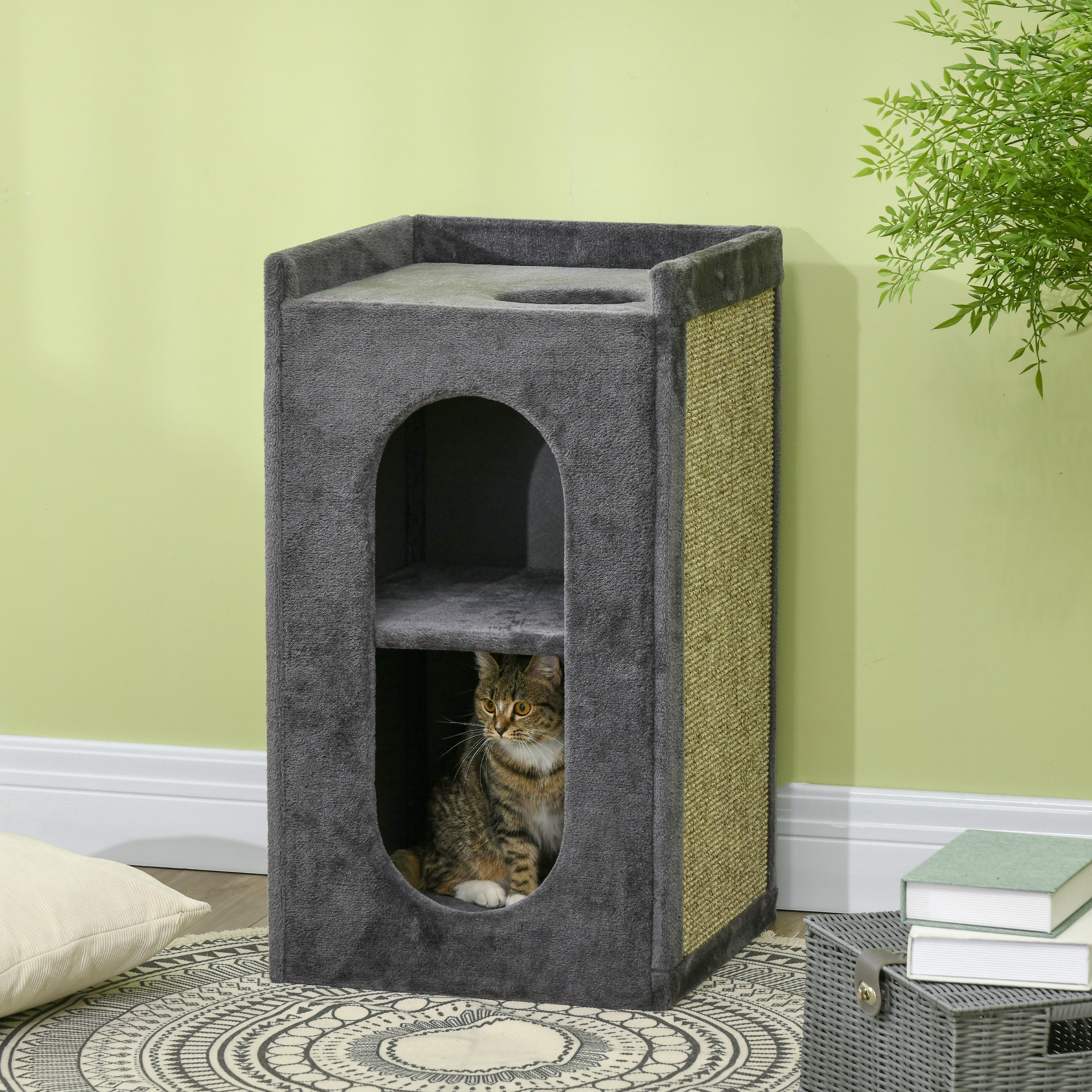 PawHut Scratching barrel, height 81cm, cat scratching post with - Main Image