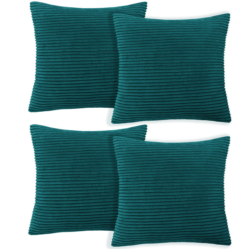 Striped Square Euro Cushion Cover, Teal