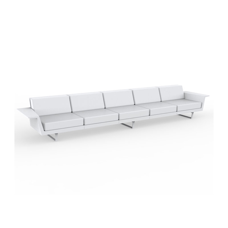 Delta 170" W 5 Seat Sofa, White Polyester, Basic White