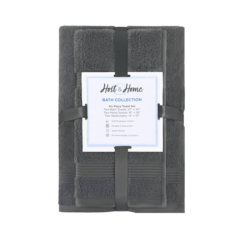 Brendle 6pc Bath Towel Set, Pewter Gray