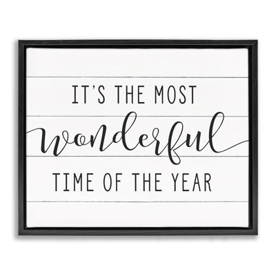 «Most Wonderful Time», art mural flottant sur toile encadré noir rustique par lettré et doublé hwp-281