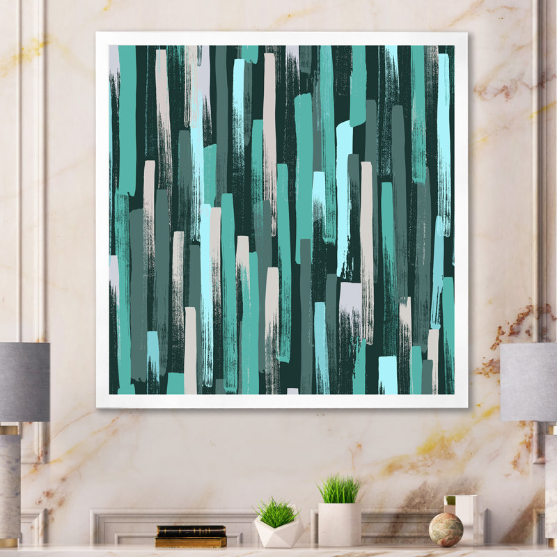 Turquoise abstrait grunge - reproduction de cadre photo sur toile, H 30 po x l 30 po x P 1 po, Cadre photo blanc