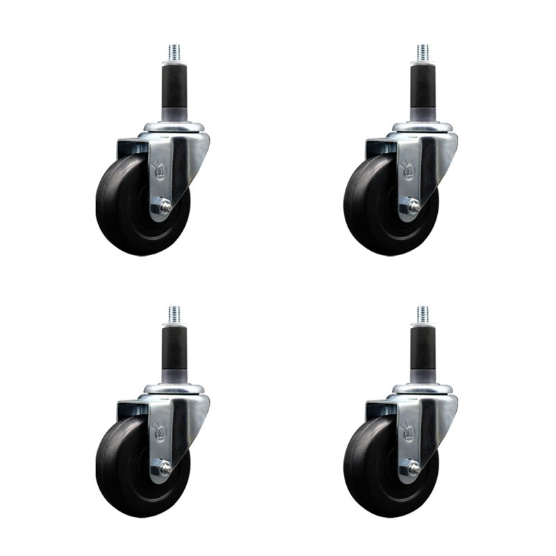 Ensemble de roulettes extensibles en caoutchouc dur 3,5 pouces 1-1 / 8 pouces SS SCC