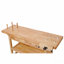 Établi professionnel 60 po en bois d'hévéa massif avec 2 tiroirs, tablette ouverte, finition naturelle pour garage, atelier de menuiserie et utilisation domestique