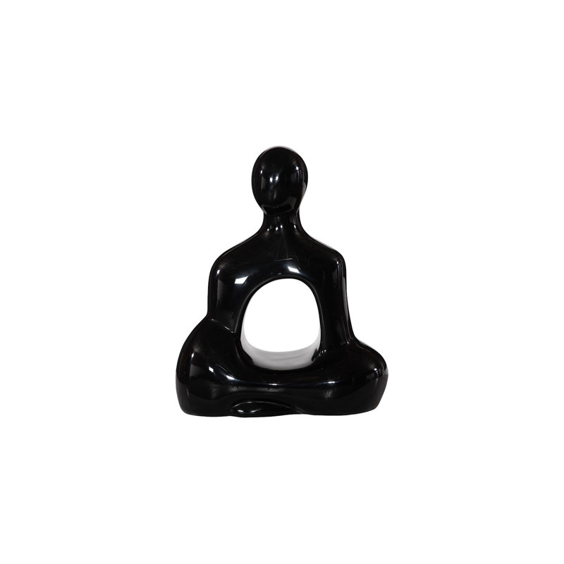 Seated Buddha Sculpture, Gel Coat Black