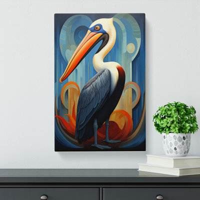 Pelican Art Deco Art - Wrapped Canvas
