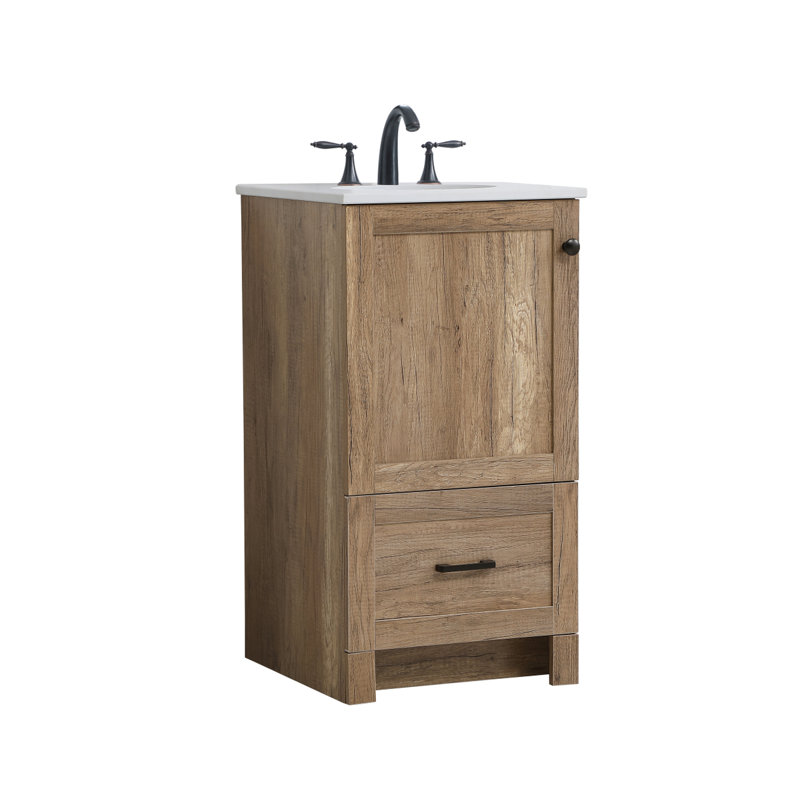 Ensemble de meuble-lavabo simple 19 po Soma, Chêne naturel, Ivoire / blanc
