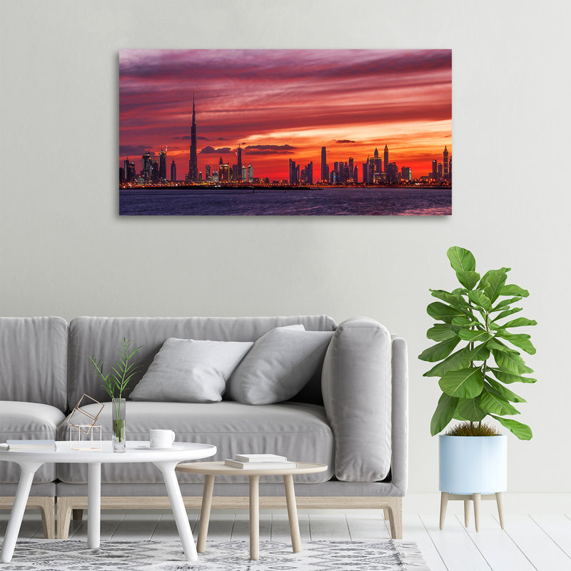 Sunset Dubai - No Frame Print on Canvas