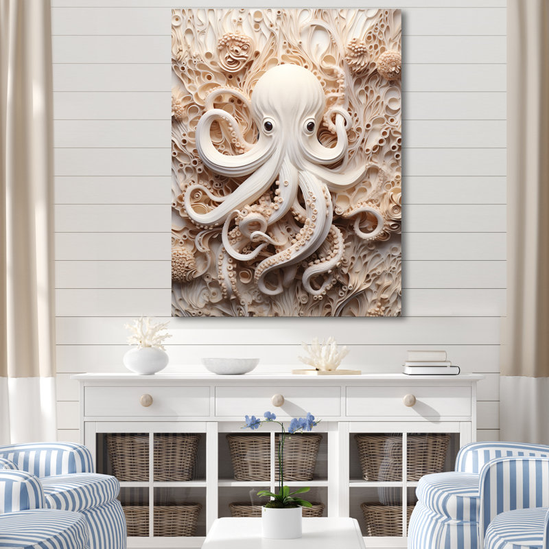 «Marine Life Octopus Magic Animals I», reproduction sur toile, Toile tendue, H 32 po x l 16 po x P 1 po