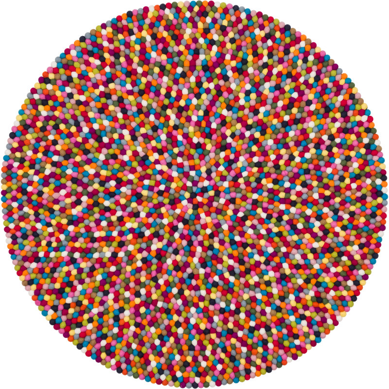 Round Lotte Geometric Wool Hand Woven Area Rug, Round 120cm